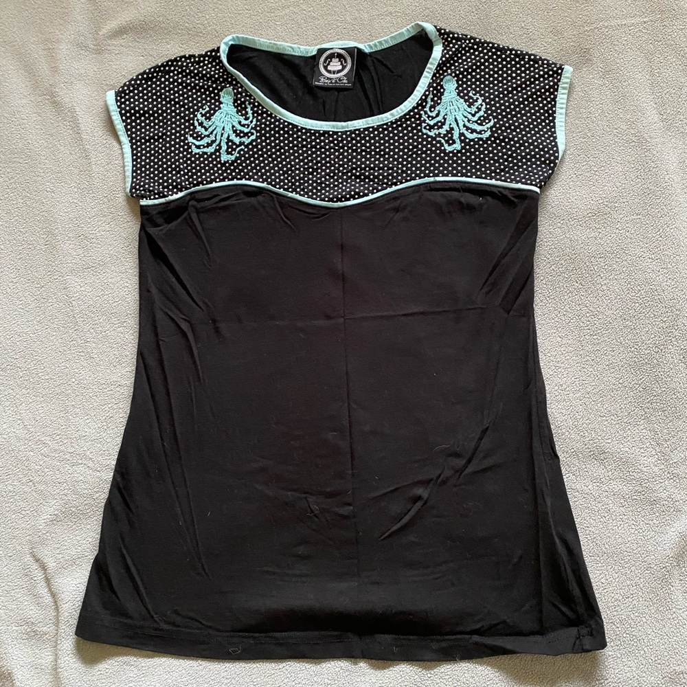 Banjo & Cake Octopus Polka Dot Sweetheart Top